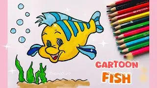 HOW TO DRAW A CARTOON FISH || STEP BY STEP DRAWING TUTORIAL #drawing #art