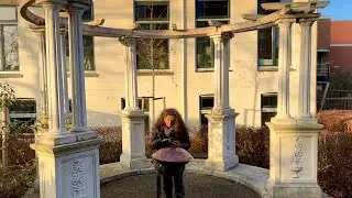 Handpan Between Stone Pillars