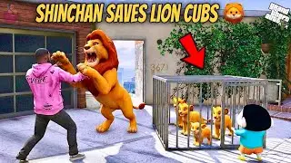 SHINCHAN SAVES LION KING FAMILY 🦁 GTA 5 Tamil : Franklin Vs Lion ! தமிழ்