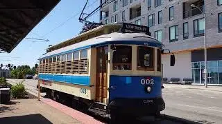 Delmar Loop Trolley Ex-Trimet Gomaco Brill Streetcar 002 at Forest Park-DeBailviere Trolley Station