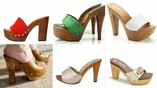 very gorgeous & classy wooden high heel platform clog sandals