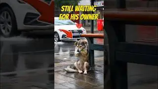 Heartbreaking: Dog Waits Alone at Bus Stop in the Rain 💔🐶#shorts