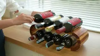 BLUEWEST Wooden Wine Racks Countertop, 8 Bottle Wine Rack, Acacia Wine Bottle Holder Stand