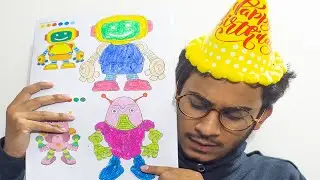Mr.Pink Robot Coloring - Diy Robotic Coloring Machine For Kids - Easy Coloring Book