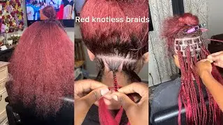 Red Knotless Braids On Red Hair💋| #redhair #redknotlessbraids #redbraids