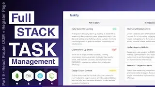 Part 9 - Taskify | React Router DOM And Register Page | MERN Stack Task Management App