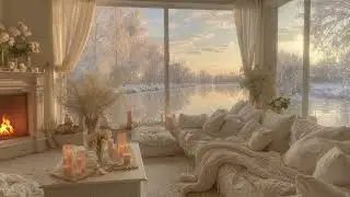 Beautiful December Day By The Lake❄️| Soft Piano Melodies & Fire Crackles for Deep Relaxation
