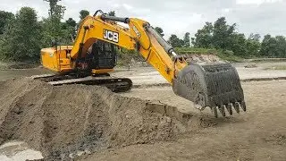JCB Excavator Amazing Work on Sandy Place - JCB Excavator Making Dam in River - JCB Excavator Video
