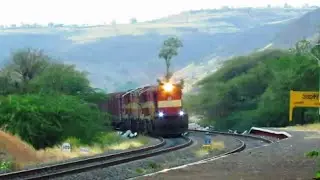 Doubleheaded ALCos Firing like Machinguns with freight train through Adarki