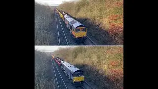 Class 66's 66091 & 66760 heading wagon trains