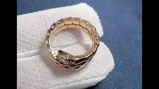 Bvlgari Serpenti Viper Two-Coil 18K Rose Gold with Diamond Ring