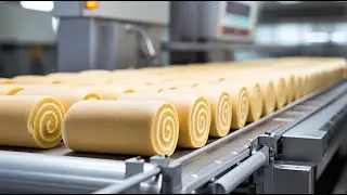 How Roll Cake is made in factory | Rol cake mass production | Cake Factory