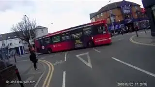 Bus turning circle at a cosy junction