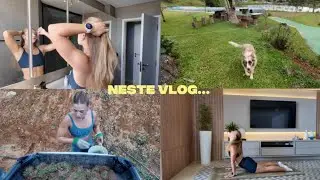 mini vlog de um dia comum comigo, visita a obra, yoga
