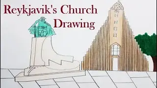 How to Draw Hallgrimskirkja in Iceland||Reykjavik's Church Drawing||Draw Leif Erikson Statue