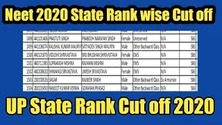 Neet 2020 State Rankwise Cut off | UP State Rank Cut off 2020