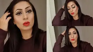 Red lips gold eyes  Very simple 5 minute makeup look.