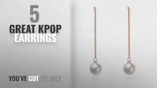 10 Best Kpop Earrings [2018]: Kpop Rose Gold Plated Dangle Earrings With White Pearl， Long