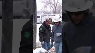 Concrete crew works in snowy weather 🥶❄️🌨