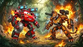 McQueen Robot Battles Tiger Robot &mdash; An Epic Clash Unfolds | Ai Cat Story