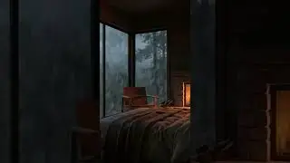 Relaxing Rainfall in a Cozy Cabin Bedroom with Fireplace | Sleep Deeply with Gentle Rain Sounds