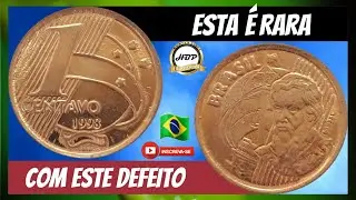 Essa &eacute; rara com este defeito! 1 centavo 1998, moeda valiosa.