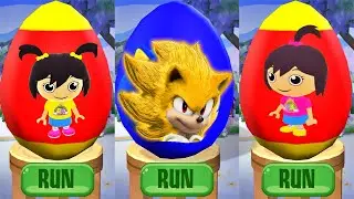 Tag with Ryan vs Sonic Dash - Emma and Kate vs Movie Super Sonic Mystery Surprise Egg - Run Gameplay