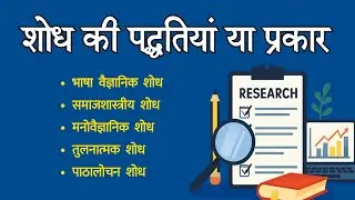 शोध पद्धतियां | शोध के प्रकार | शोध प्रविधि Ba hindi hons | Pramukh Shodh Padhatiyan #research #du