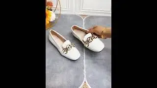 Women New Spring And Autumn Square Toe Casual Shoes With Metal Chain