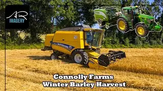 Winter Barley Harvest at Connolly Farms | TC5070 Cutting & 6R185 Baling