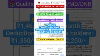 #ESICRecruitment2025 #MedicalJobs2025 #SeniorResidentJobs #ESICjobs  #MBBSJobs #govtjobs2025