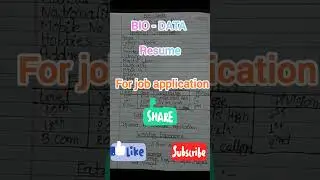 BIO - DATA in English ll Bio data for job application ll Resume for job application ll