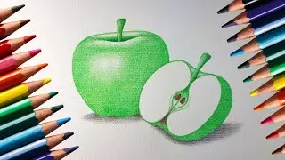 How to Draw Green Apple Easy Art Tutorial for Beginners | mohanportraits