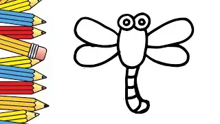 Dragonfly drawing and coloring ll Easy dragon fly drawing