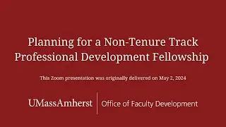 Planning for a Non Tenure Track Professional Development Fellowship