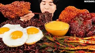 ASMR MUKBANG | Black Bean Noodles, Fried Chicken 🍗 kimchi Korean Food recipe EATING SOUND