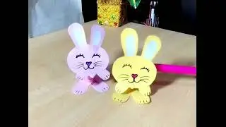 jumping rabbit with paper . Bunny craft with paper .