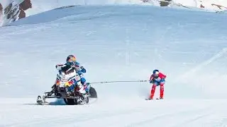 Towing a Skier Behind a Snowmobile at 90mph | Arctic Man 2017