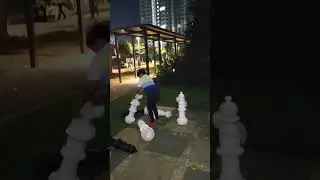 Arranging CHESS BOARD pieces in Garden #chess #trending #big chess pieces #fun #nightview #Garden