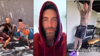 adam levine play Basketball , training and new tattoo ( instagram story replay  )
