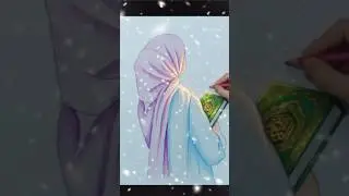 Beautiful islamic drawing a girl hand with Quran Pak ❤️&zwj;🔥🫀 #art #artisticchannel#shorts #viral #love