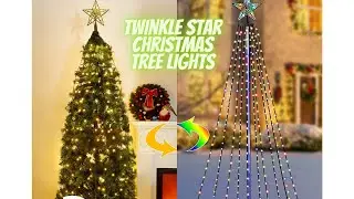 Twinkle Star Christmas Tree Lights, Curtain Fairy Lights RGB Color Changing, 8 Lighting mode