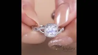 Jeulia Twist Halo Cushion Cut Sterling Silver Ring  - Jeulia.com