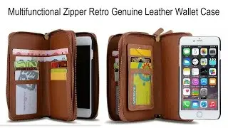 Multifunctional Zipper Retro Genuine Leather Wallet Case Cover For Various Phone