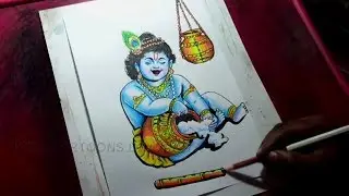 How to Draw Child Krishna Eating Butter Drawing