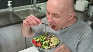 Man eating food with rock music