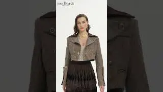 Australian Wool Blend Color-Blocked Short Blazer