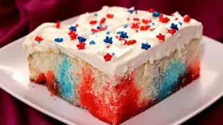 Easy Red, White and Blue Jello Poke Cake