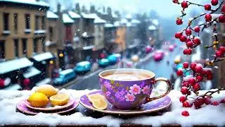 2 Hours Cozy Coffee Ambience ☕❄️ Peaceful Winter City Background for Relax, Study & Sleep