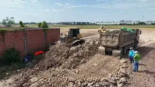 Complete 100% Land Filling Like Never Before! Bulldozer + 25 Ton Dirt Truck Team Up